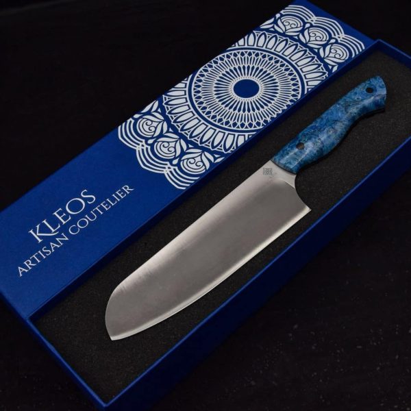 "Santoku" bois stabilisé bleu