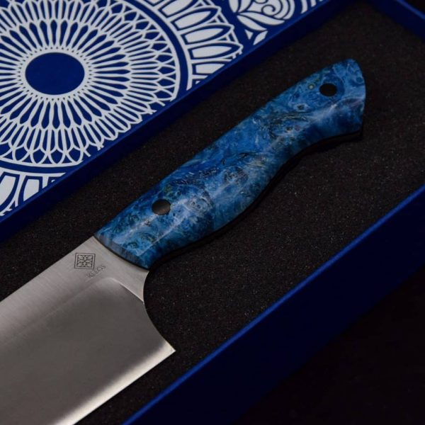 "Santoku" bois stabilisé bleu