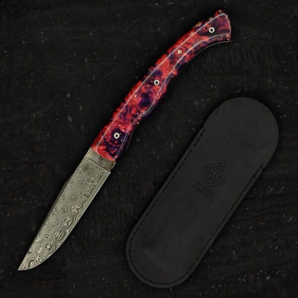 Couteau pliant damas Lykos bois stabilisé