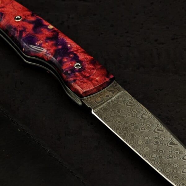 Couteau pliant damas Lykos bois stabilisé